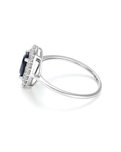 Bague Glénan Diamants 0.27 ct & Saphir 1.06 ct or blanc