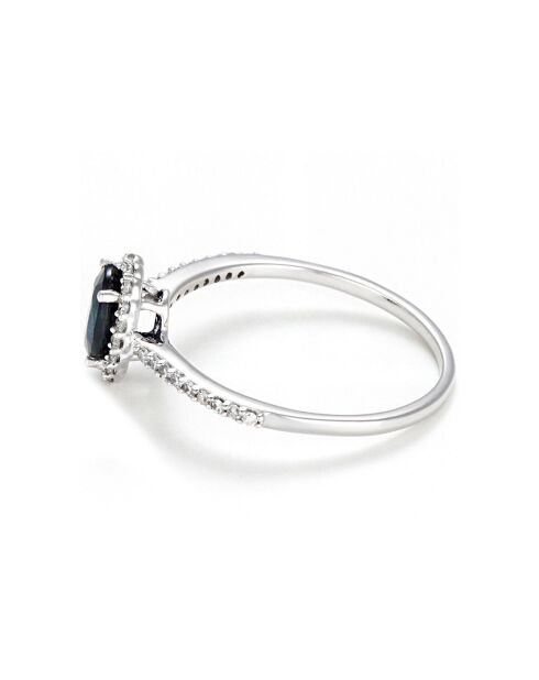 Bague Courtoisie Diamants 0.14 ct & Saphir 0.60 ct or blanc