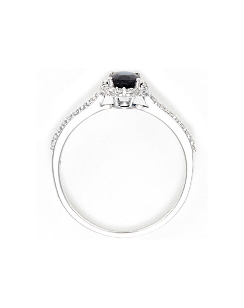 Bague Courtoisie Diamants 0.14 ct & Saphir 0.60 ct or blanc
