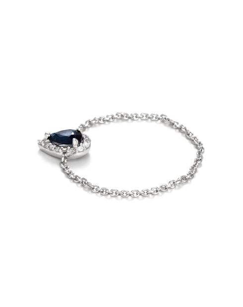 Bague Blue Tear Diamants 0.05 ct Saphir 0.25 ct or blanc