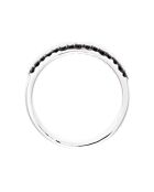 Bague Alliance Sobriété Diamants Noirs 0.14 ct or blanc