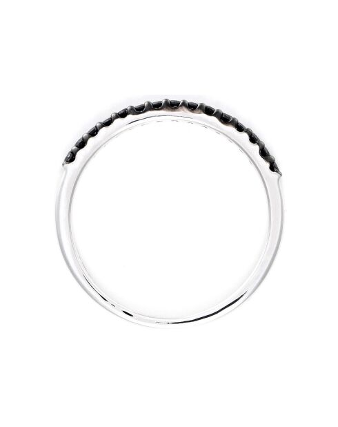 Bague Alliance Sobriété Diamants Noirs 0.14 ct or blanc