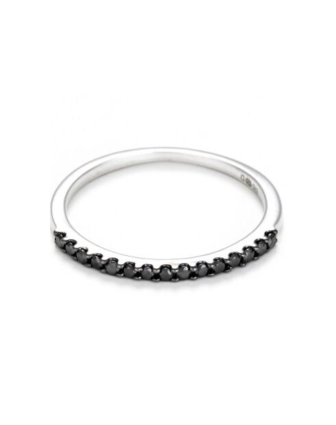 Bague Alliance Sobriété Diamants Noirs 0.14 ct or blanc
