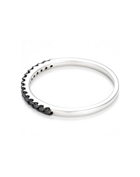 Bague Alliance Sobriété Diamants Noirs 0.14 ct or blanc