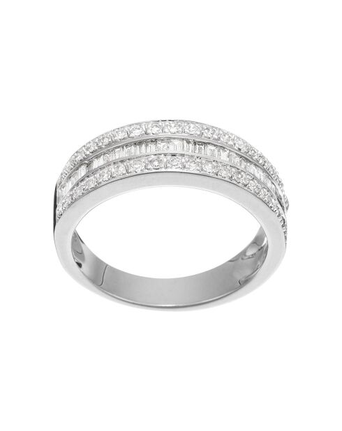 Bague Kiss Baguette Diamants 0.50 ct or blanc