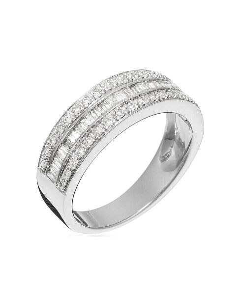 Bague Kiss Baguette Diamants 0.50 ct or blanc