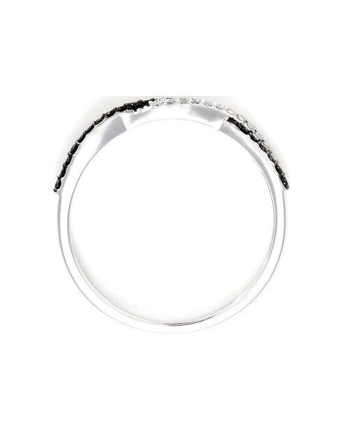 Bague En Noir et Blanc Diamants 0.15 ct or blanc