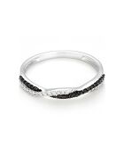 Bague En Noir et Blanc Diamants 0.15 ct or blanc
