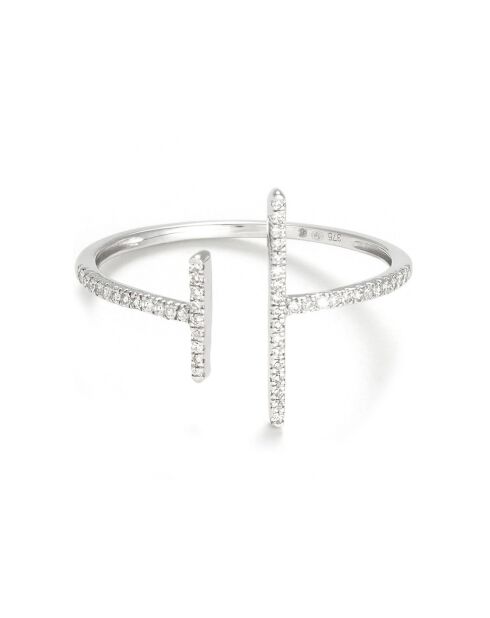 Bague Parallèle Asymétrique Diamants 0.1 ct or blanc