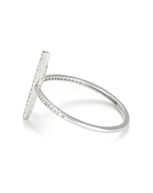 Bague Parallèle Asymétrique Diamants 0.1 ct or blanc