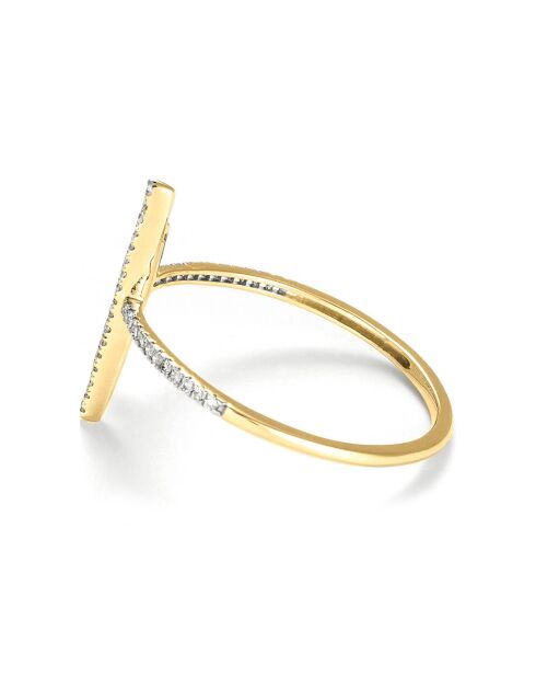 Bague Parallèle Asymétrique Diamants 0.1 ct or jaune