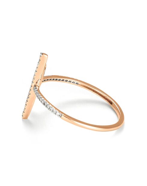 Bague Parallèle Asymétrique Diamants 0.1 ct or rose