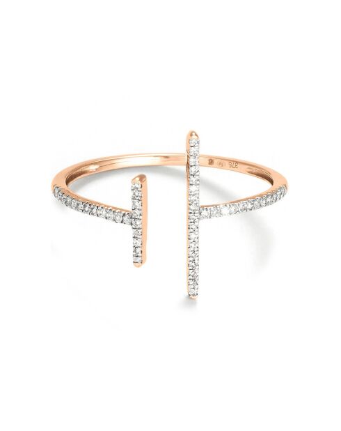 Bague Parallèle Asymétrique Diamants 0.1 ct or rose