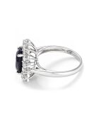 Bague Soleil Bleu Saphir 3.5 ct & Topaze blanche 1.33 ct or blanc