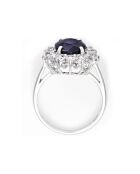 Bague Soleil Bleu Saphir 3.5 ct & Topaze blanche 1.33 ct or blanc