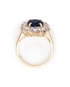 Bague Soleil Bleu Saphir 3.5 ct & Topaze blanche 1.33 ct or jaune