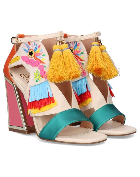 Sandales Dominic orange/multicolore - Talon 11 cm