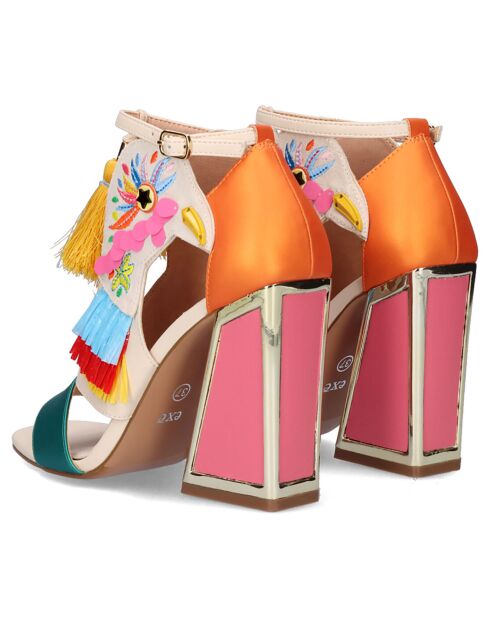 Sandales Dominic orange/multicolore - Talon 11 cm