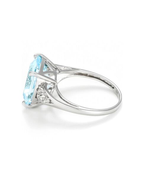 Bague Blue Light Topaze blanche 0.24 ct & Topaze bleue 7.74 ct or blanc