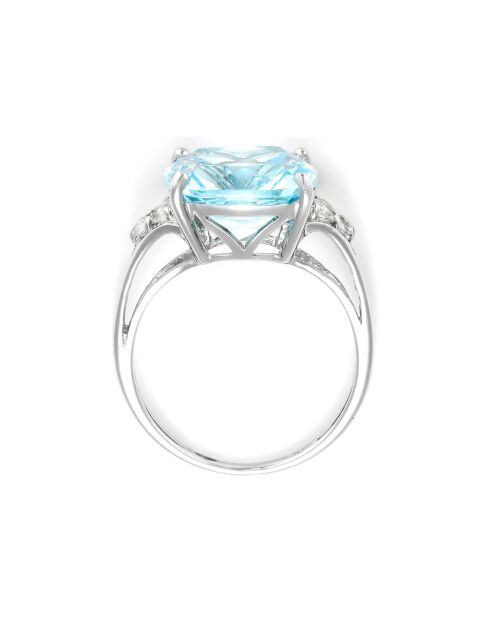 Bague Blue Light Topaze blanche 0.24 ct & Topaze bleue 7.74 ct or blanc