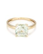 Bague Prasiolite Unique Améthyste 2.16 ct or jaune