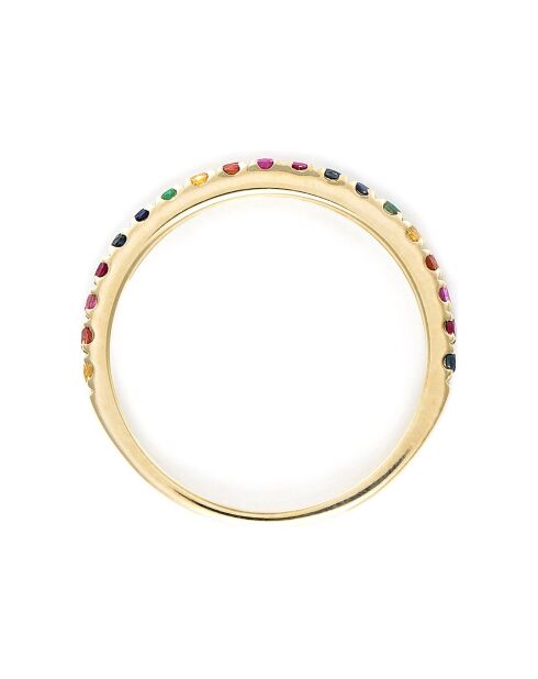 Bague Colorful love Emeraudes 0.04 ct Rubis 0.08 ct Saphirs 0.34 ct or jaune