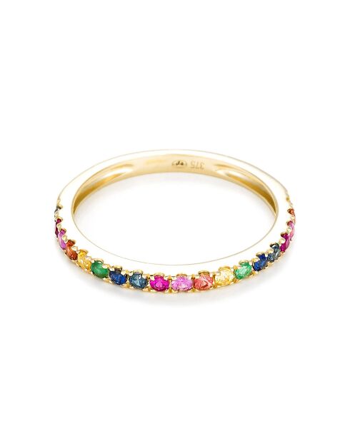 Bague Colorful love Emeraudes 0.04 ct Rubis 0.08 ct Saphirs 0.34 ct or jaune
