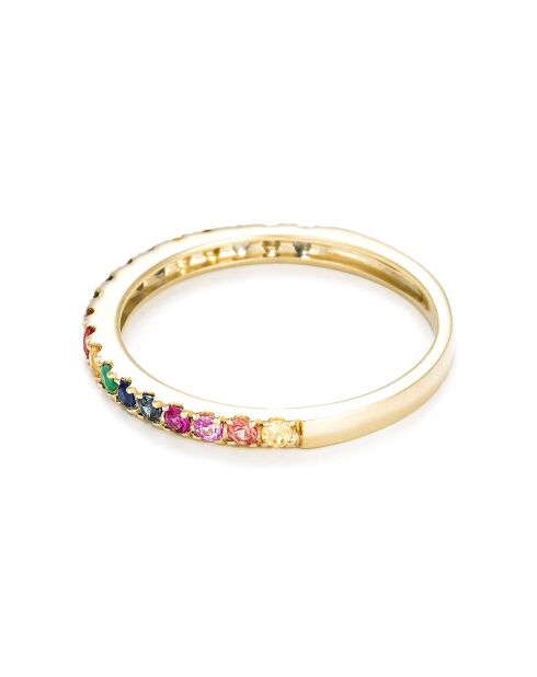 Bague Colorful love Emeraudes 0.04 ct Rubis 0.08 ct Saphirs 0.34 ct or jaune