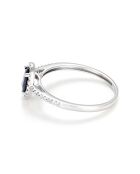 Bague Royal Blue Diamants 0.10 ct Saphir 0.74 ct or blanc