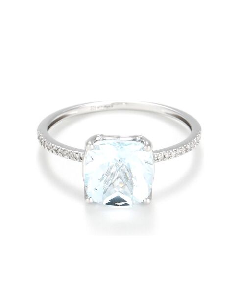 Bague Derya Diamants 0.085 ct & Topaze bleue 2.08 ct or blanc