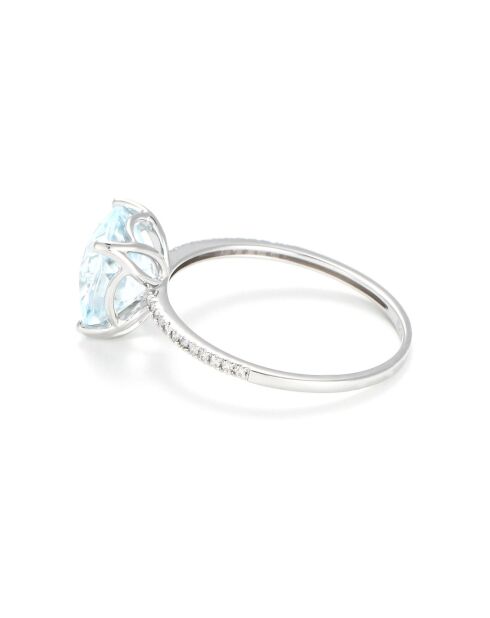Bague Derya Diamants 0.085 ct & Topaze bleue 2.08 ct or blanc