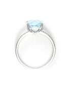 Bague Derya Diamants 0.085 ct & Topaze bleue 2.08 ct or blanc