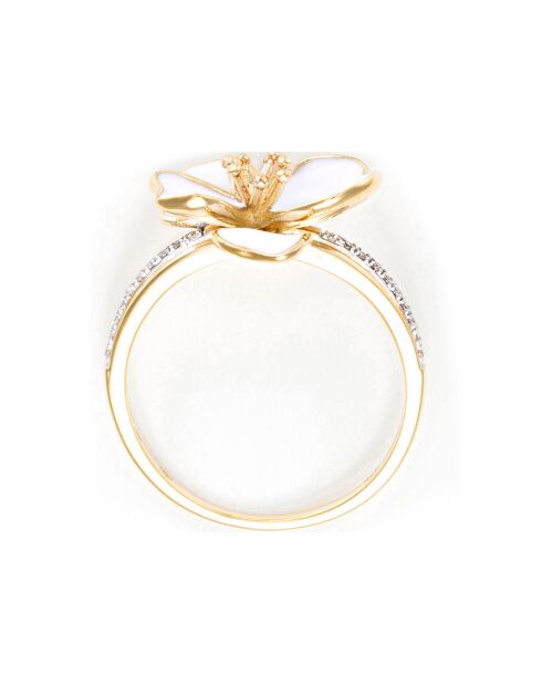 Bague Orchidée Diamants 0.05 ct or jaune