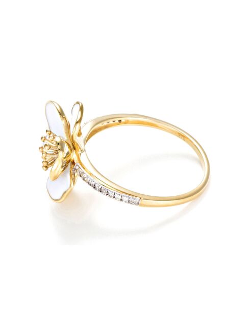 Bague Orchidée Diamants 0.05 ct or jaune