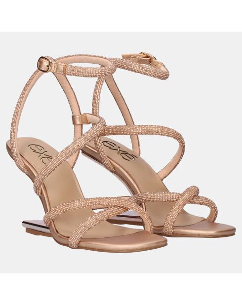 Sandales Maggie rose/doré - Talon 9 cm