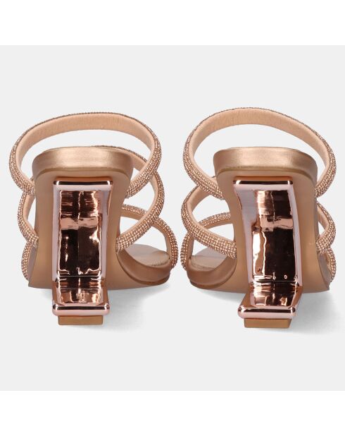 Mules Maggie rose/doré - Talon 9 cm