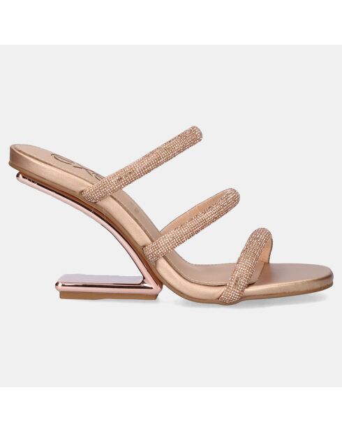 Mules Maggie rose/doré - Talon 9 cm