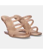 Mules Maggie rose/doré - Talon 9 cm