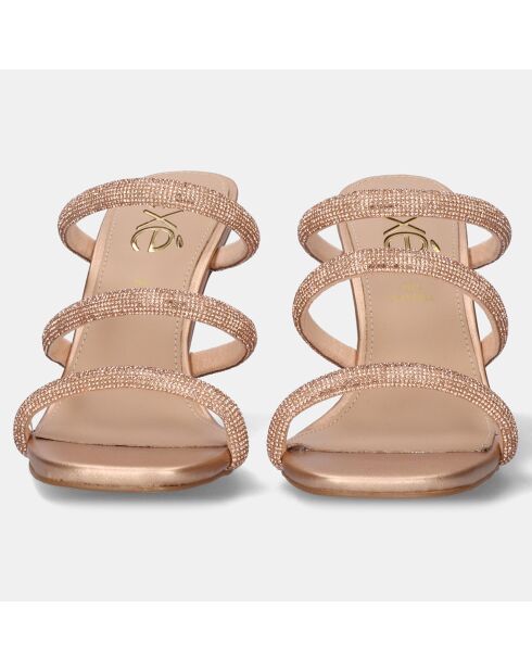 Mules Maggie rose/doré - Talon 9 cm
