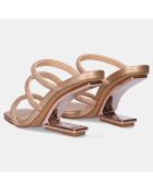 Mules Maggie rose/doré - Talon 9 cm
