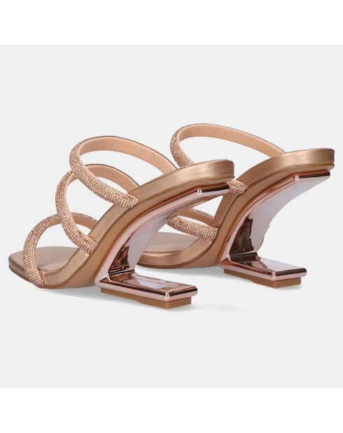 Mules Maggie rose/doré - Talon 9 cm