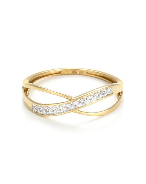Diamantengebundener Ring aus 0,02 Karat Gelbgold