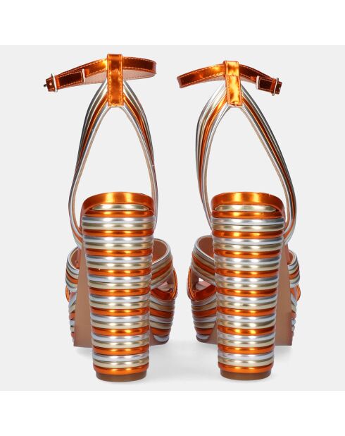 Sandales Ophelia orange/argenté - Talon 12 cm