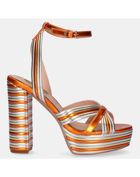 Sandales Ophelia orange/argenté - Talon 12 cm