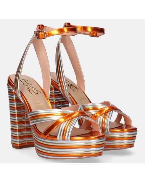 Sandales Ophelia orange/argenté - Talon 12 cm