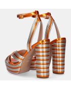 Sandales Ophelia orange/argenté - Talon 12 cm