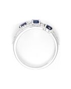 Bague Trio de Saphirs Diamants 0.095 ct Saphirs 0.56 ct or blanc