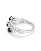 Bague Trio de Saphirs Diamants 0.095 ct Saphirs 0.56 ct or blanc