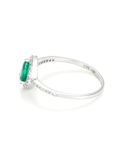 Bague Perrine Diamants 0.13 ct & Emeraude 0.4 ct or blanc