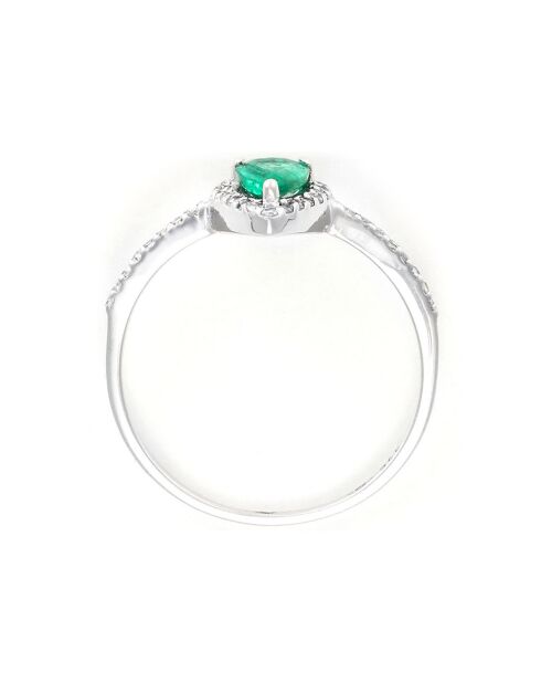 Bague Perrine Diamants 0.13 ct & Emeraude 0.4 ct or blanc